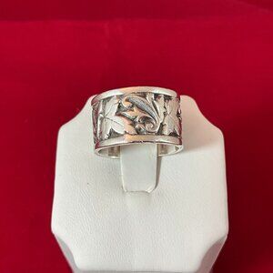 Ed Levin Sterling Silver Ivy Wide Band Ring 6.5 Vintage